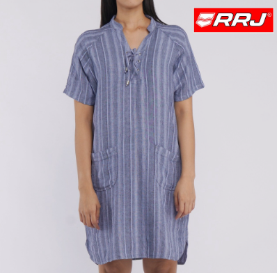 RRJ Ladies Modified Woven Dress Regular Fitting Blouse Twill Fabric Trendy fashio 95202 Navy