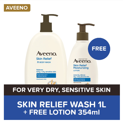 Aveeno Skin Relief Body Wash 1L + Free Lotion 354ml