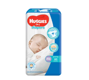 Huggies Dry Diapers Newborn 40's x 2 Packs