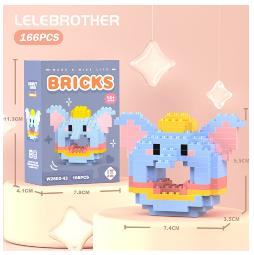 Lboyu Cute Cartoon Donut Building Block Ornaments Compatible with Lego Children's Toys M33