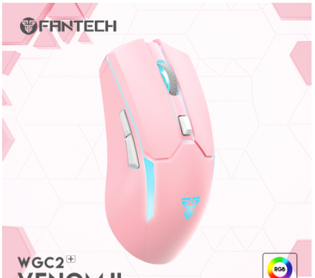 Fantech Wireless Gaming Mouse 2.4GHZ with RGB Lighting Effect Venom II WGC2+ Sakura Edition