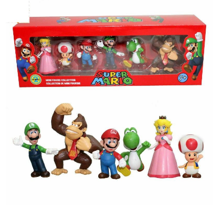 Super Mario Bros Action Toys 6PCS Dolls Mario Luigi Yoshi Tode Figure Collection Gifts