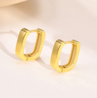 U-shaped Earring Gold Plated Stainless Steel Hypoallergenic Earrings