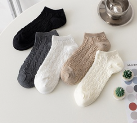 Lovito Women Basic Socks LNA23038 Khaki/Off White/Black