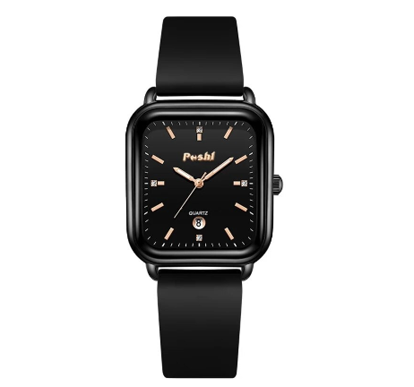 POSHI Fashion Square Rubber Ladies Watch Original Quartz Waterproof Watch for Women Sale Now Korean Style Fashion Casual Women F1