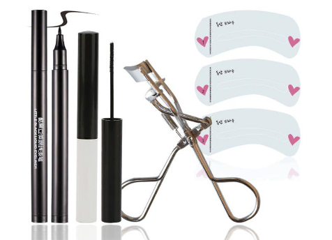 Lamuseland Mascara + Eyeliner Eyelash Curler Eyebrow Card Tool 4 Pcs Set
