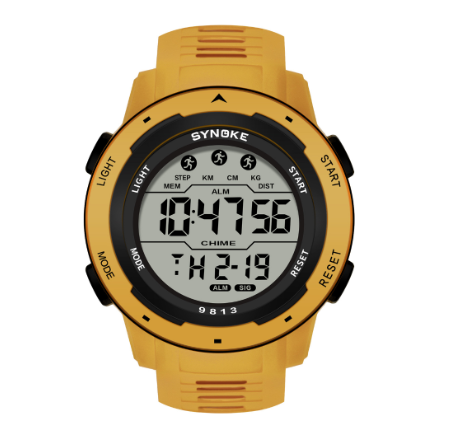 SYNOKE Brand Fashion Sport Watch For Men Waterproof Alarm Digital Electronic YELLOW