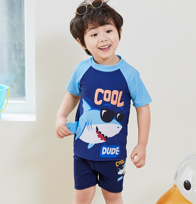 Baby Boy Animal Prints Short Sleeve Split Swimwear Kids Quick Drying Swimsuit Beach Trunks Shorts Surfing Suit