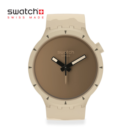 Swatch Big Bold Bioceramic Desert SB03C101 Beige Silicone Strap Watch