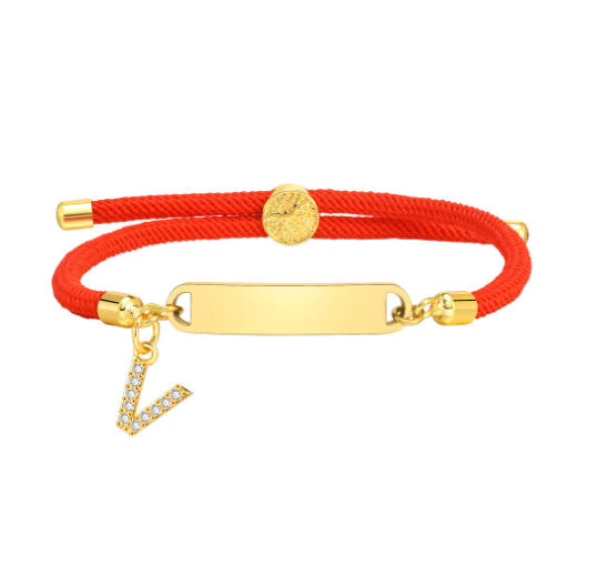 Vnox Custom Initial Letter Name Baby Bracelet Personalized Newborn Child Birth Gift Red Thread Rope Bracelet Adjustable Handchain V