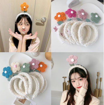 Small Fleece Cute Face Wash Hairband Korean Version Spring Flower Headband Hair Accessories for Women