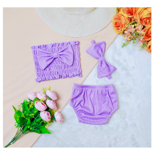 Stacey Smocking Terno For Baby Girl With Turban for 1-24months c11