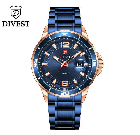 DIVEST Watch Men Brand Top Luxury Fashion Business Casual Stainless Steel Men's Watches Quartz Original Waterproof 9025 M1