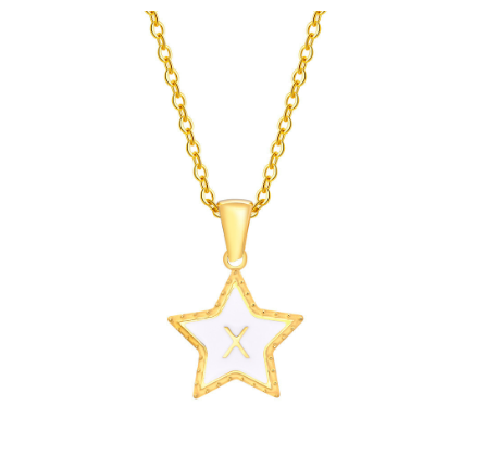 Vnox A-Z Letter Star Shope Pendant Necklace for Women,18K Gold Initial Stainlss Steel Jewelry Accessories Gift X
