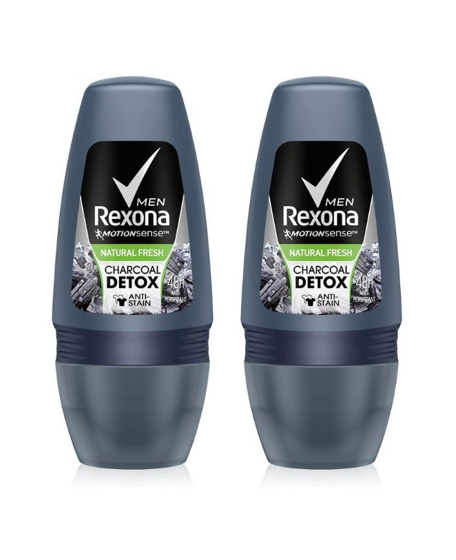Rexona Men Motionsense Roll On Deodorant Charcoal Detox 50ML BUNDLE OF 2