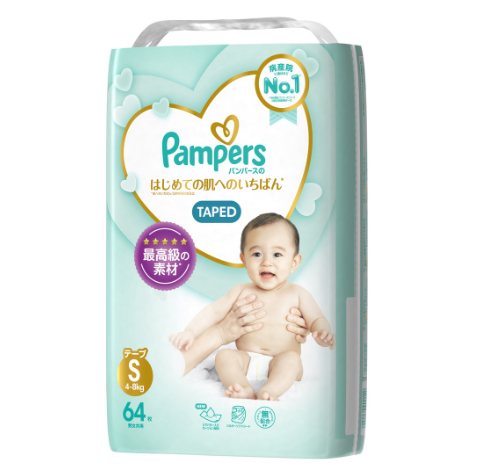 Pampers Premium Care Taped Diapers Small 64s x 1 pack (64 pcs) - 4-8kg