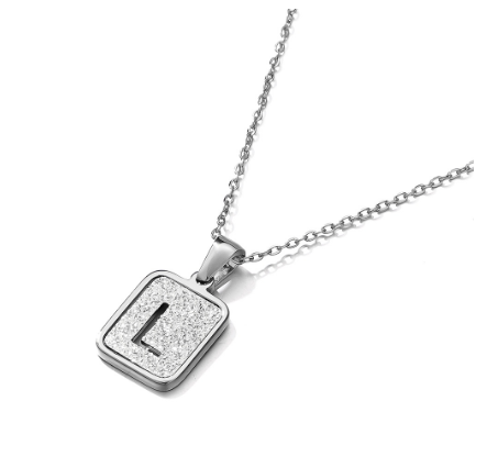St. Kunkka 316L Stainless Steel Hollow A-Z Letter Pendant Necklace for Gift and Birthday Gift  L