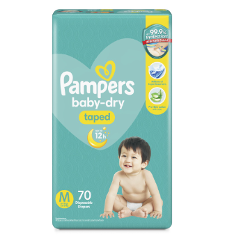 Pampers Baby Dry Taped Diapers Medium 70's
