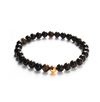 Golden Obsidian Stone Bracelet with 18K Gold Plated Bead