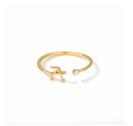 【Y&X】No fade 18K Gold 26 Initial Letters A G J Cubic Zircon Crystal Open Rings Finger Women Jewelry Gift A