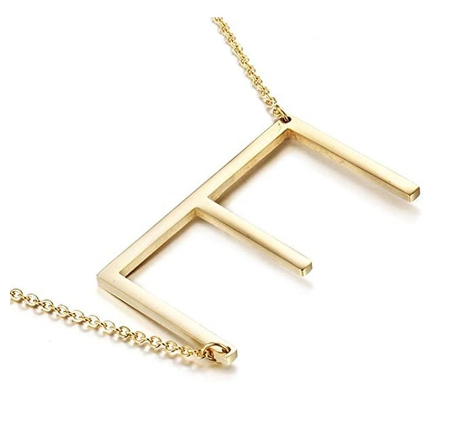 Stainless Chain with Letter Pendant Necklace E