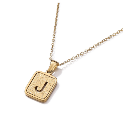 St. Kunkka 316L Stainless Steel Hollow A-Z Letter Pendant Necklace for Gift and Birthday Gift  J