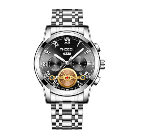 Binbond Original Luxury Watch Men Trendy Fashion Black Watch Men Stainless Steel Fashion Watch M08