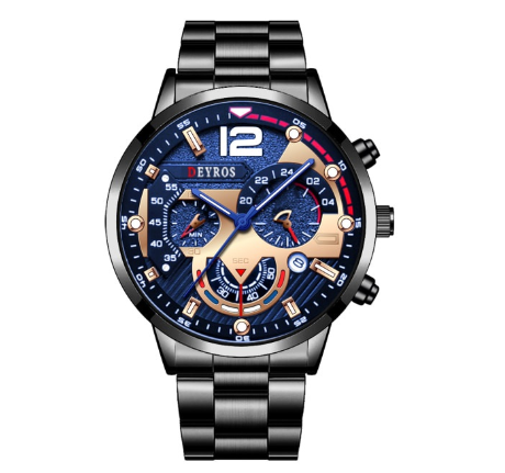 DEYROS Men's Waterproof Quartz Business Wacthes Black Stainless Steel Analog Original Wristwatch Men Watch Relo Ng Kalalakihan 2