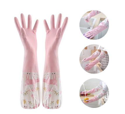 Latex Long Gloves Dishwashing Gloves Laundry Kitchen Cleaning Waterproof Thick Latex Rubber Gloves