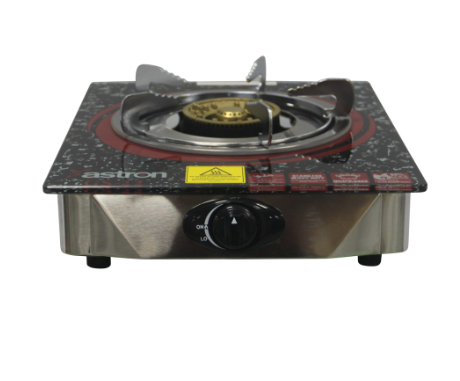 Astron GS-22 Single Burner Heavy Duty Gas Stove with Tempered Glass Top Cast Iron