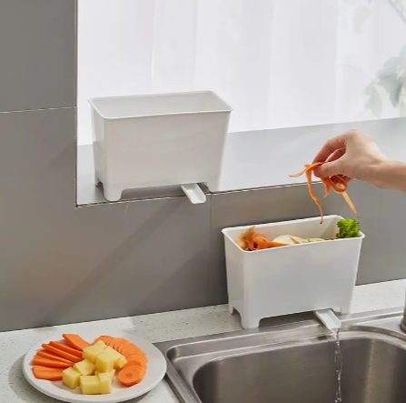 1pc Leftover Food Trash Can, Dry Wet Separation Strainer, Drain Cleaning Trash Can - Easy To Clean And Store - Perfect For Home Kitchen, Kitchen Accessories