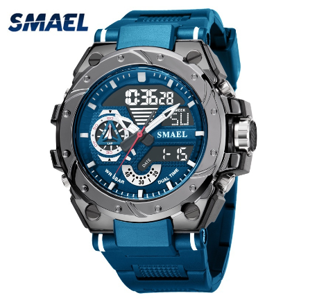 Original Luxury Fashion Watch Luxury Waterproof Luminous Digital Sports Leisure Men's Silicone Watch BLUE