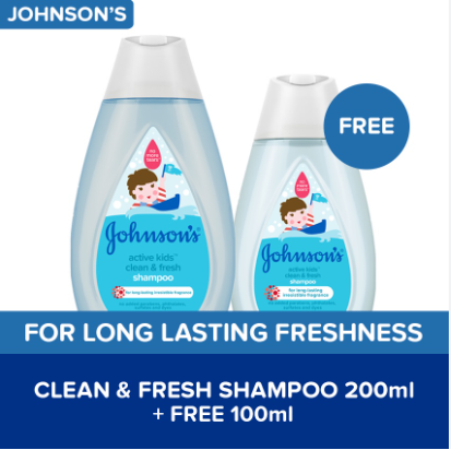 Johnson's Active Kids Clean & Fresh Shampoo Sulit Pack (200ml + Free 100ml)