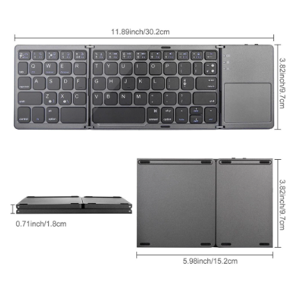 Mini Folding Keyboard, Foldable Wireless Bluetooth Keyboard with Touchpad