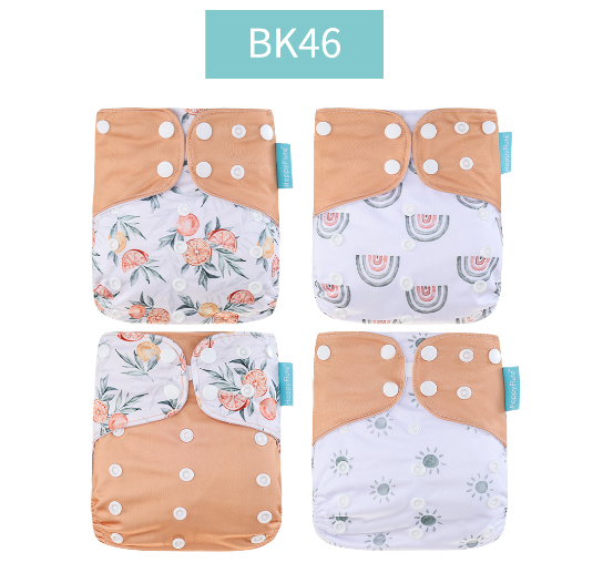 Happyflute 2023 4pcs set Washable Eco-friendly Baby Cloth Diaper Ecological Adjustable Nappy Reusable Diaper Fit 0-2year 3-15kg 07