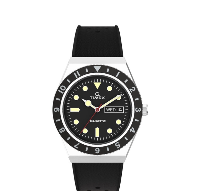 Timex Q Diver Black Rubber Analog Quartz Watch For Men TW2V32000 STYLE