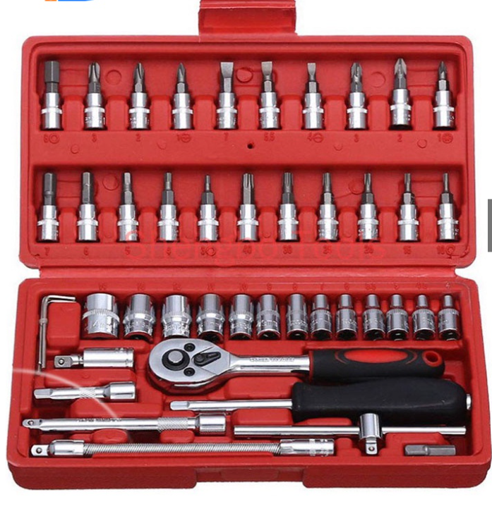 Tool Box Car Motorcycle Repair Set Hand Tools Home Service Motor DIY Kit 46 Pcs