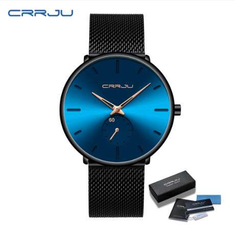 CRRJU Men's Watch Original Brand Ultra thin Sports Fashion Business Simulation Quartz Stainless Steel Waterproof 2150 M06