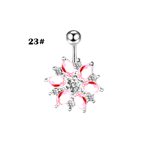 Stainless Steel Heart Piercing Jewellery Zirconia Butterfly Belly Button Ring Belly Button Clasp Pink 23