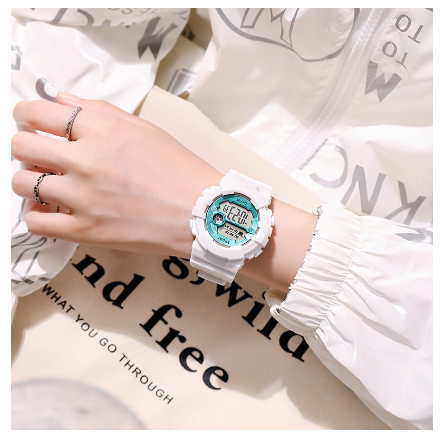 Original Luxury Fashion Men Women Watch Simple Waterproof Shock-resistant Luminous Silicone Watch WHITE BLUE