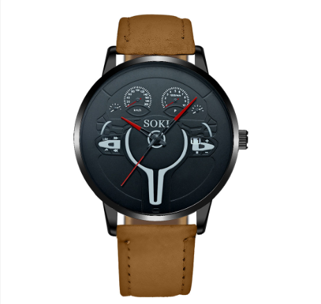 Men's calendar sports watch quartz watch Fashion Pu leather strap student watch 003