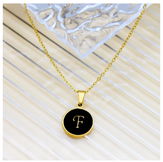 GnG Jewelry Letter A-Z Pendant Black Letter Cursive Design Stainless Steel Necklace For Fashion F