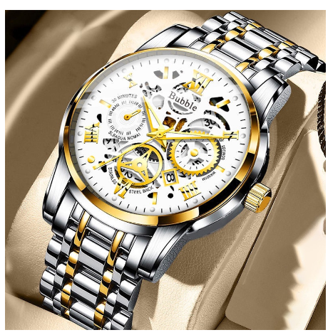 Original Luxury Hollow Stainless Steel Fashion Luminous Waterproof Men's Watch Business Calendar automatic Quartz analog Wrist Watch M3