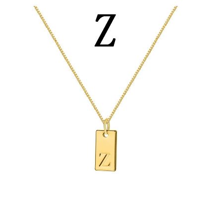 Fashion Gold 26 English Letter Square Pendant Necklace Unisex Jewelry Gift Z