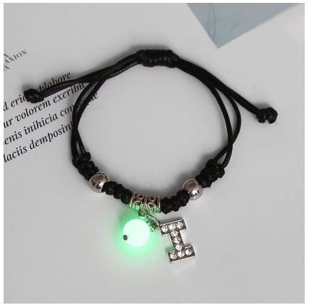 Luminous Couple Bracelet 26 English Letters Crystal Friendship Bracelet Women Men Jewelry Glow in the Dark I