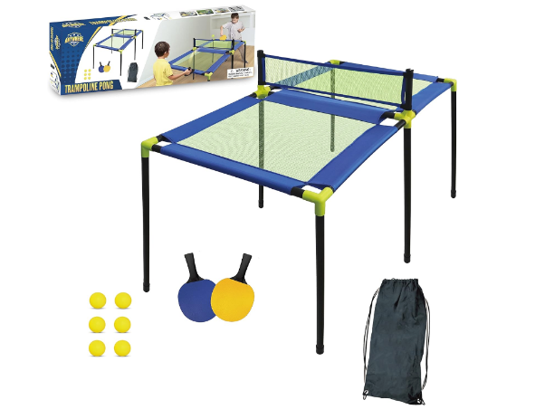 Anywhere Sports - Portable Trampoline Ping Pong Table Tennis Game for Indoor or Outdoor Use, Includes Two Paddles, Six Balls, Storage Bag, and Complete Table for Kids
