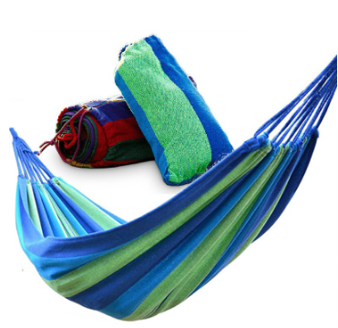 CQW.NO1 Portable Cotton Rope Outdoor Hammock Canvas Hammock with Storage Bag