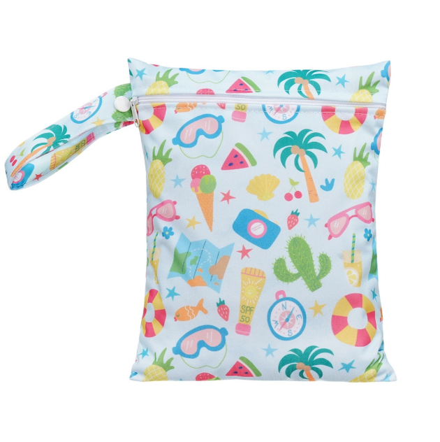 18x25cm Baby Diaper Bag Cartoon Print Wet Dry Bags Nappy Zipper Handbag Stroller Carry Pack Travel Outdoor Wet Diaper Storage Bags s7