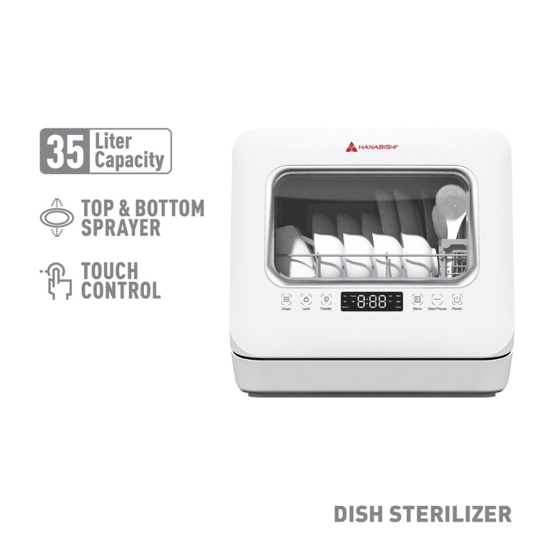 Hanabishi Dish Washer With UV Sterilizer HDISHWASH35UV | Table Top High Temp Disinfection