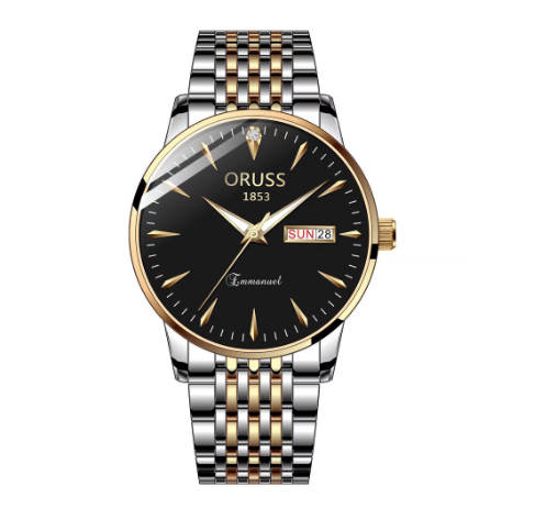 ORUSS Original Swiss Luxury Stainless Steel Waterproof Watch Men's Calendar Luminous Simple Trendy Korean Watch M5